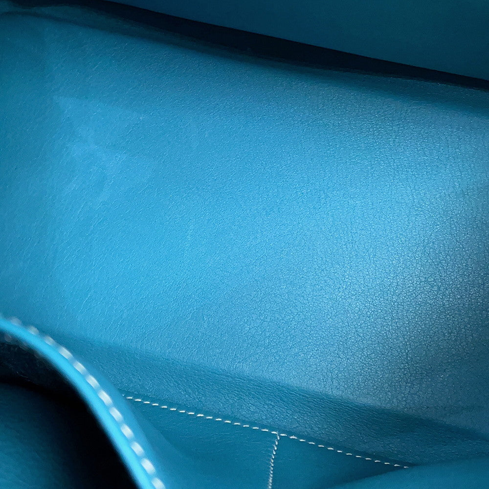 HERMES Kelly Retourne Blue Jean Evergrain Size 28