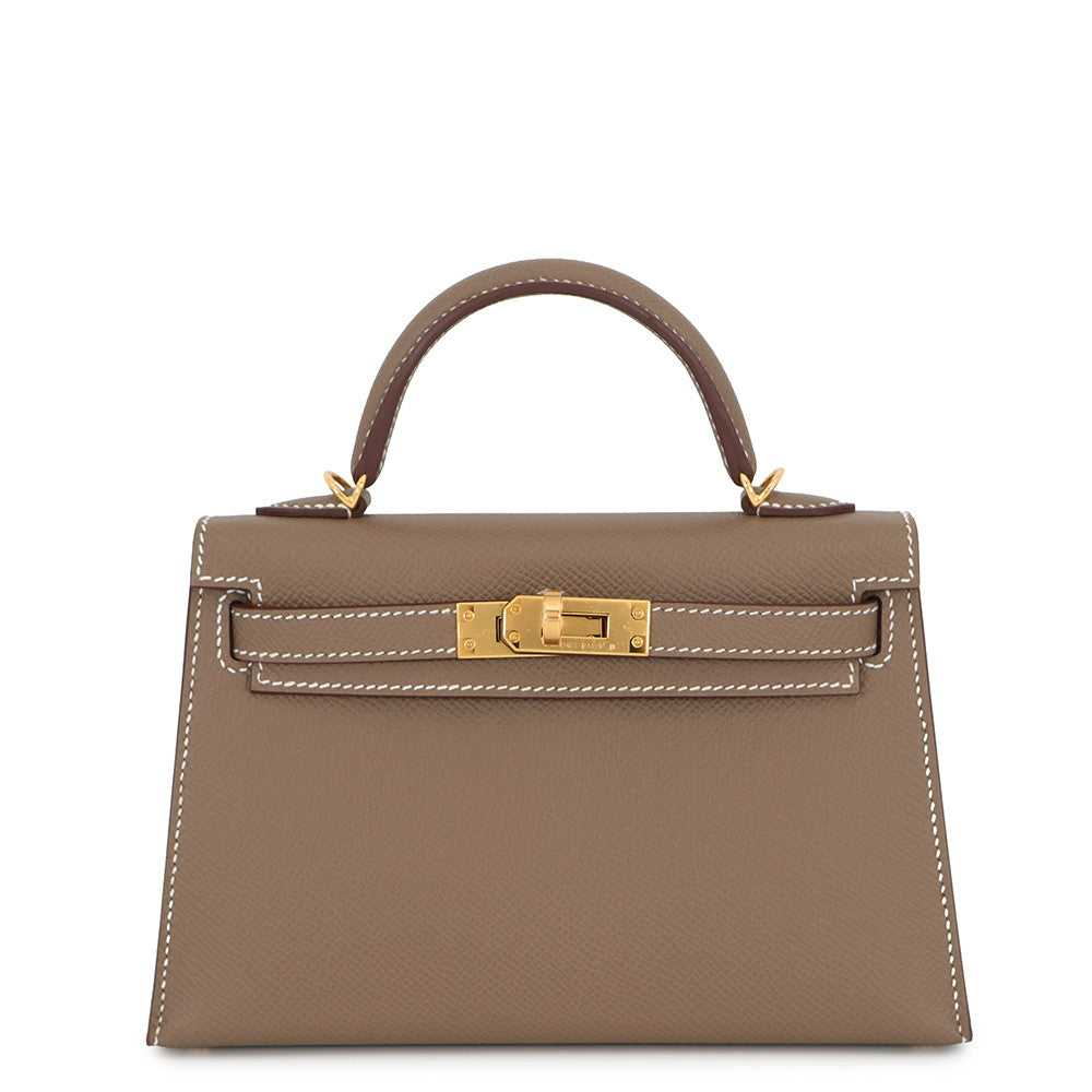 HERMES Mini Kelly 2 Etoupe Epsom