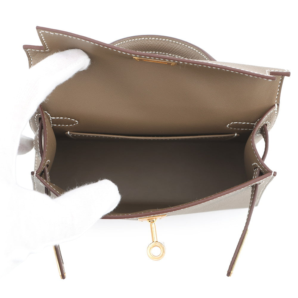 HERMES Mini Kelly 2 Etoupe Epsom