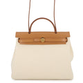 HERMES Herbag Zip Le Tourne Beton/Natural Sable Toile H Vache Hunter Leather Size PM