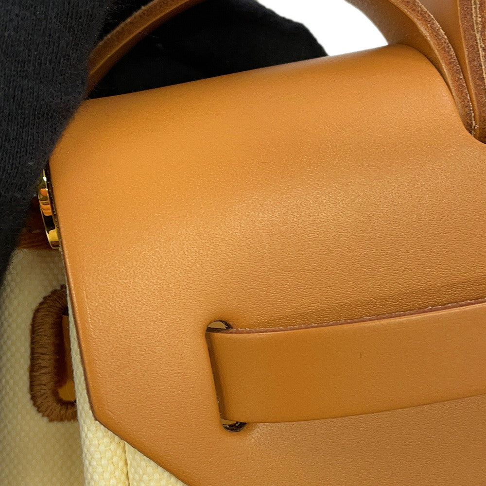 HERMES Herbag Zip Le Tourne Beton/Natural Sable Toile H Vache Hunter Leather Size PM