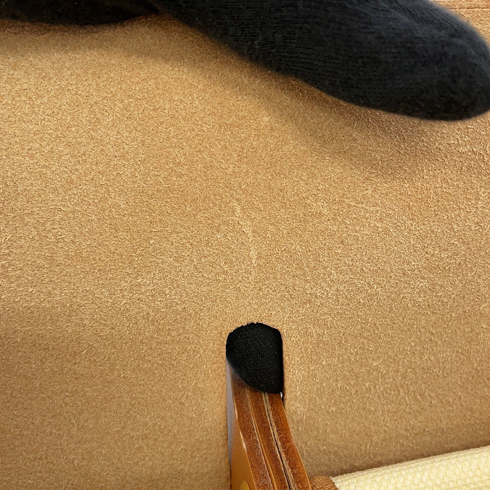 HERMES Herbag Zip Le Tourne Beton/Natural Sable Toile H Vache Hunter Leather Size PM