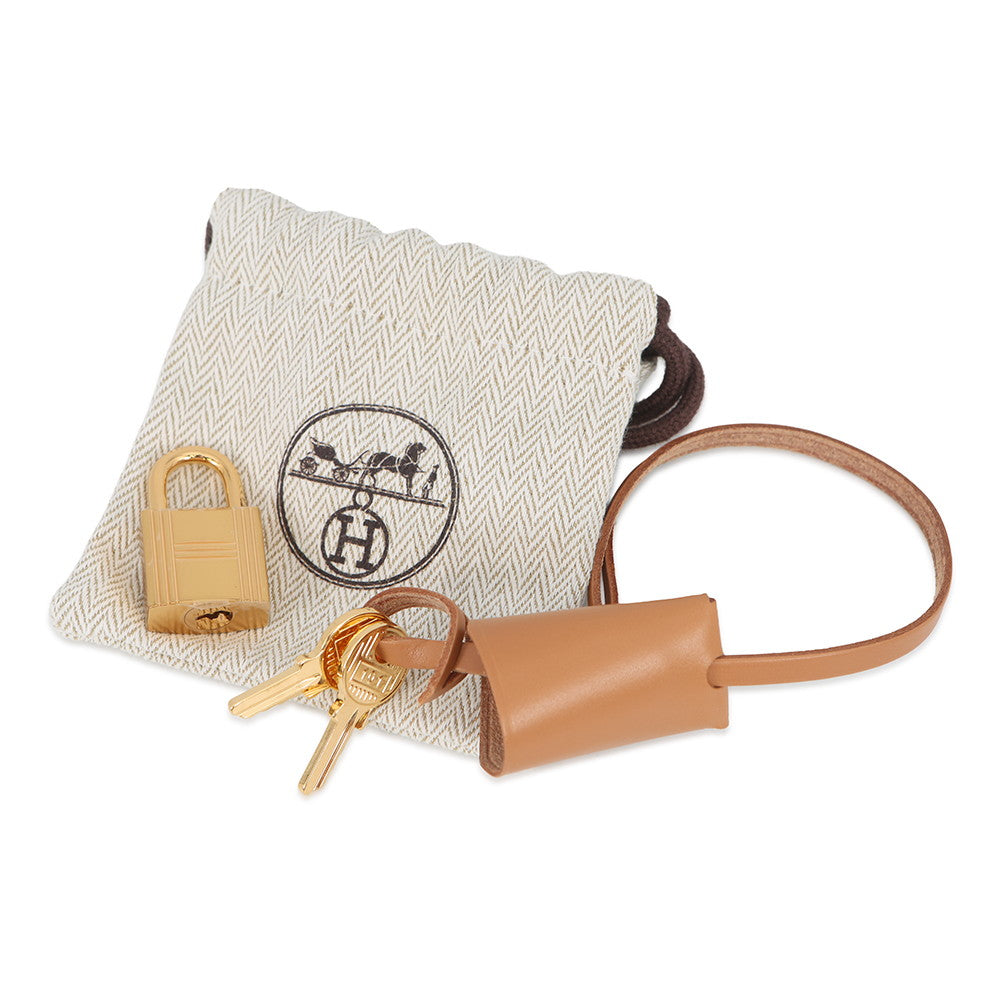 HERMES Herbag Zip Le Tourne Beton/Natural Sable Toile H Vache Hunter Leather Size PM