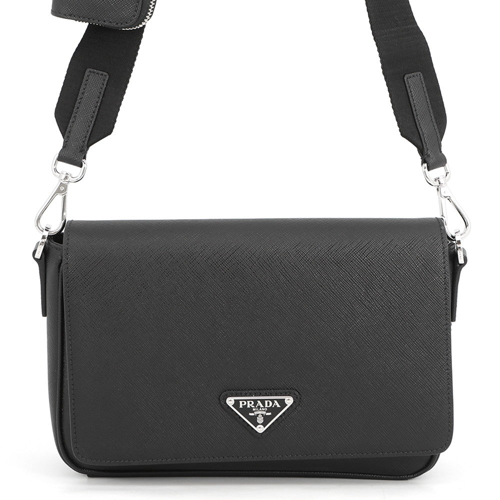 PRADA Saffiano Leather With logo Shoulder Bag Black2VD059 Leather