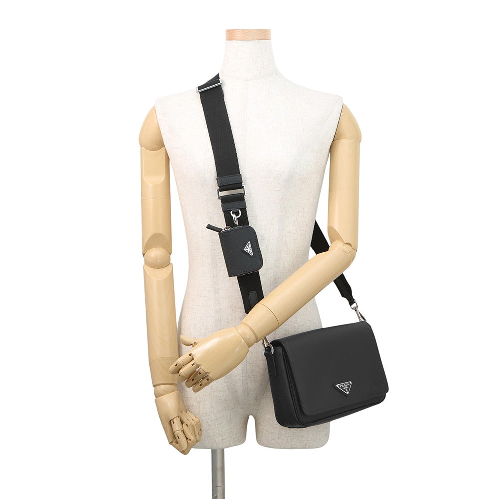 PRADA Saffiano Leather With logo Shoulder Bag Black2VD059 Leather