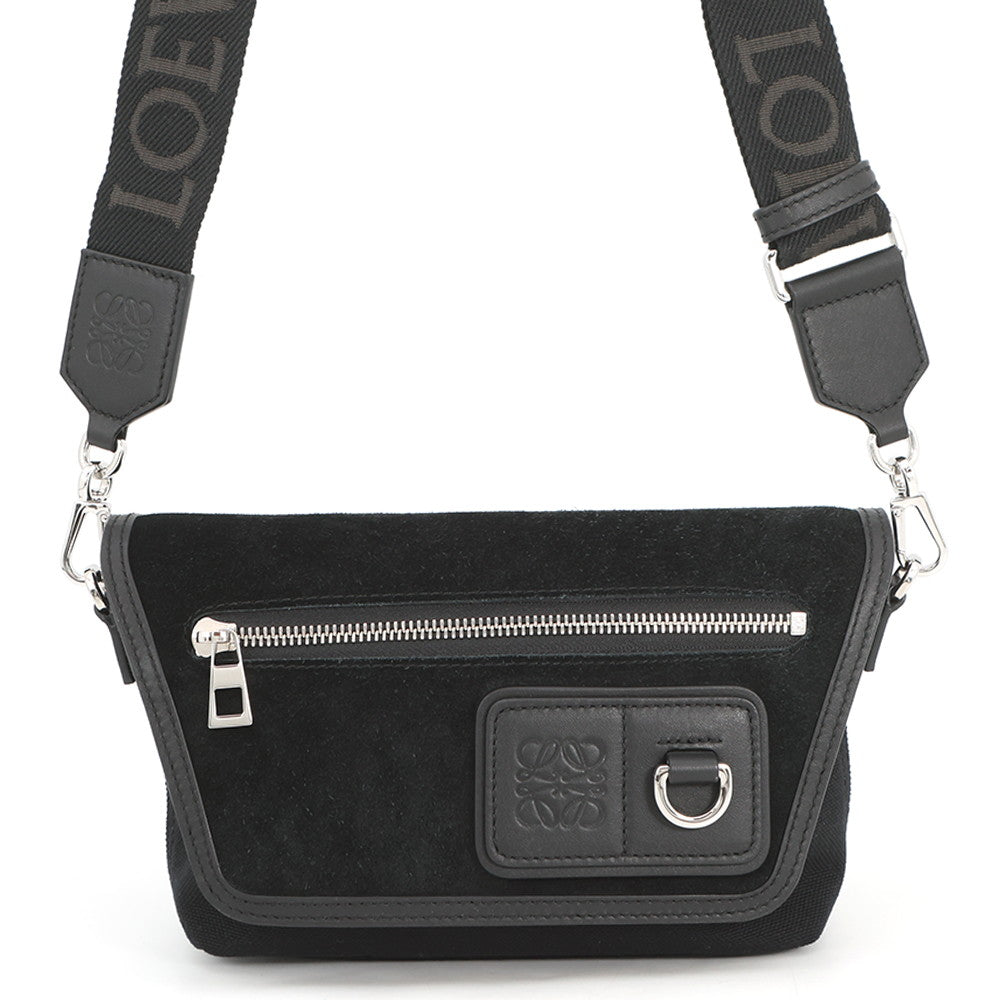 LOEWE Flex Messenger BlackCFLXPKPX01 Suede Canvas Size Mini