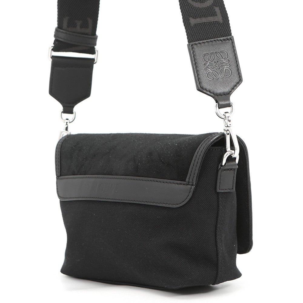 LOEWE Flex Messenger BlackCFLXPKPX01 Suede Canvas Size Mini