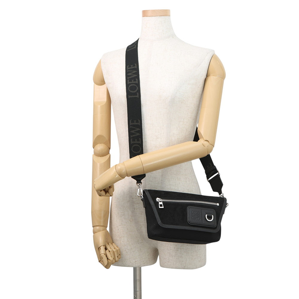 LOEWE Flex Messenger BlackCFLXPKPX01 Suede Canvas Size Mini