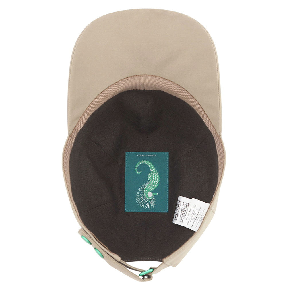HERMES Riley Cap Size 58 Khaki Cotton59% Polyamide41%