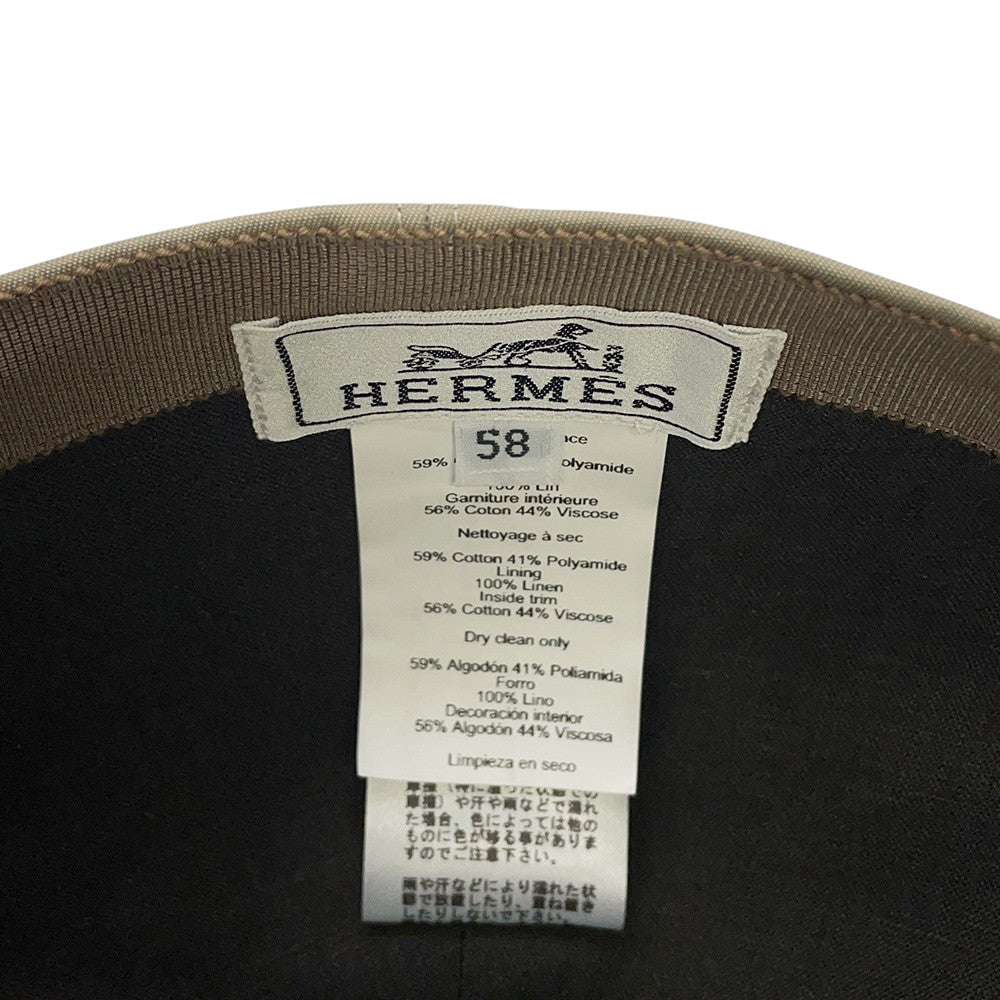 HERMES Riley Cap Size 58 Khaki Cotton59% Polyamide41%