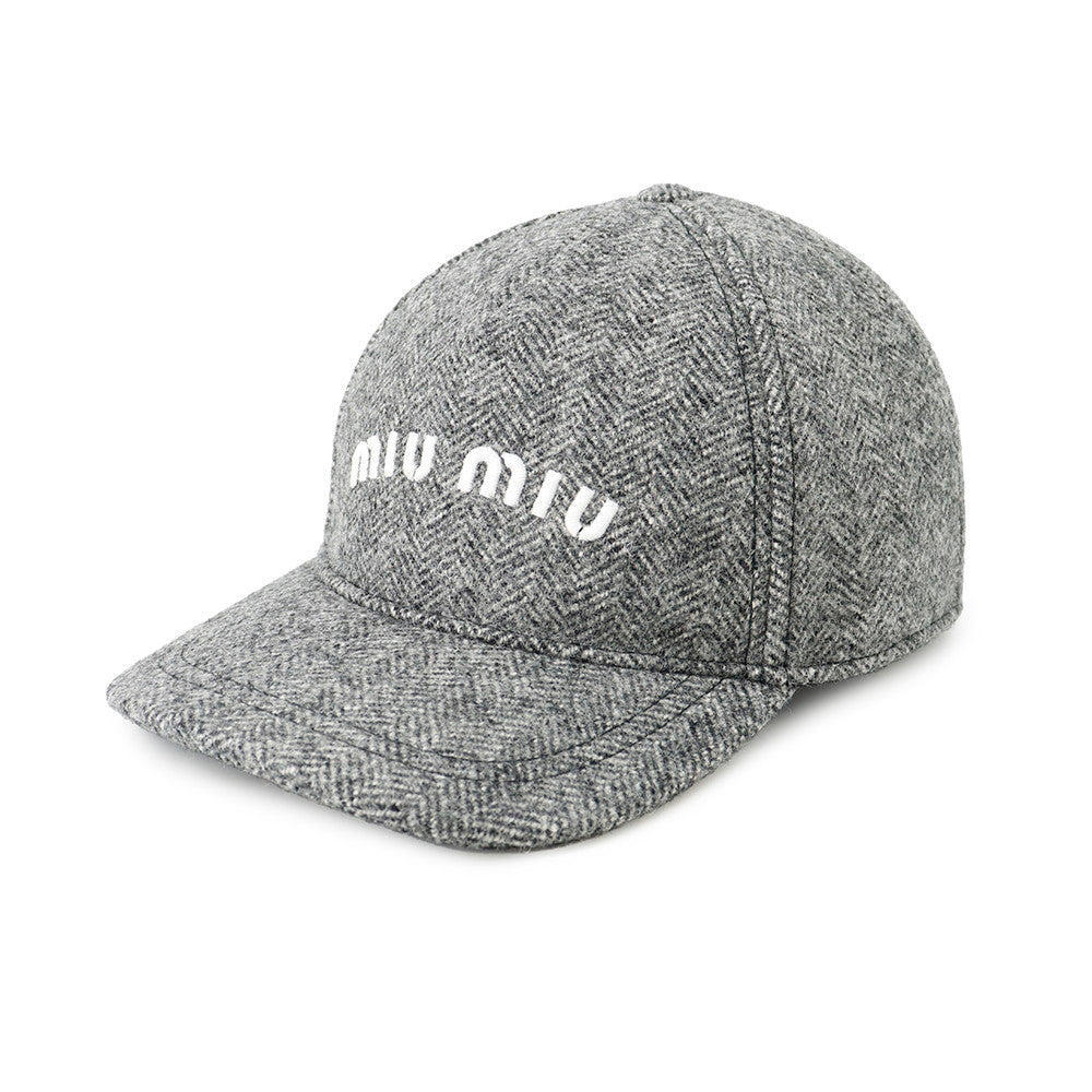 MIUMIU Drill Baseball Cap Size S Gray5HC179 Wool100%