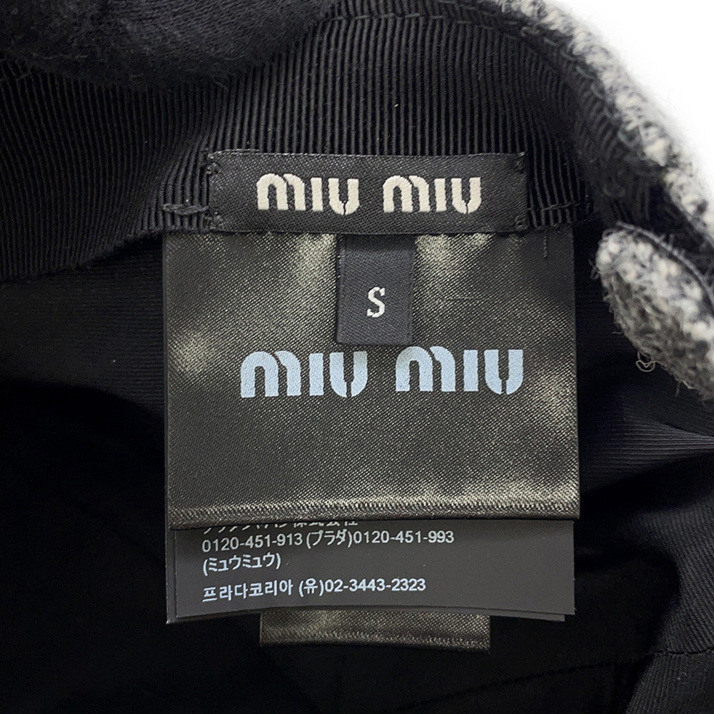 MIUMIU Drill Baseball Cap Size S Gray5HC179 Wool100%