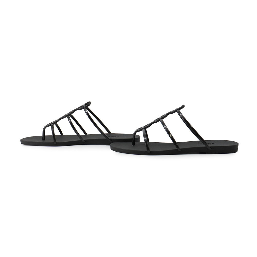 HERMES Mykonos Sandals Black Rubber Size 39