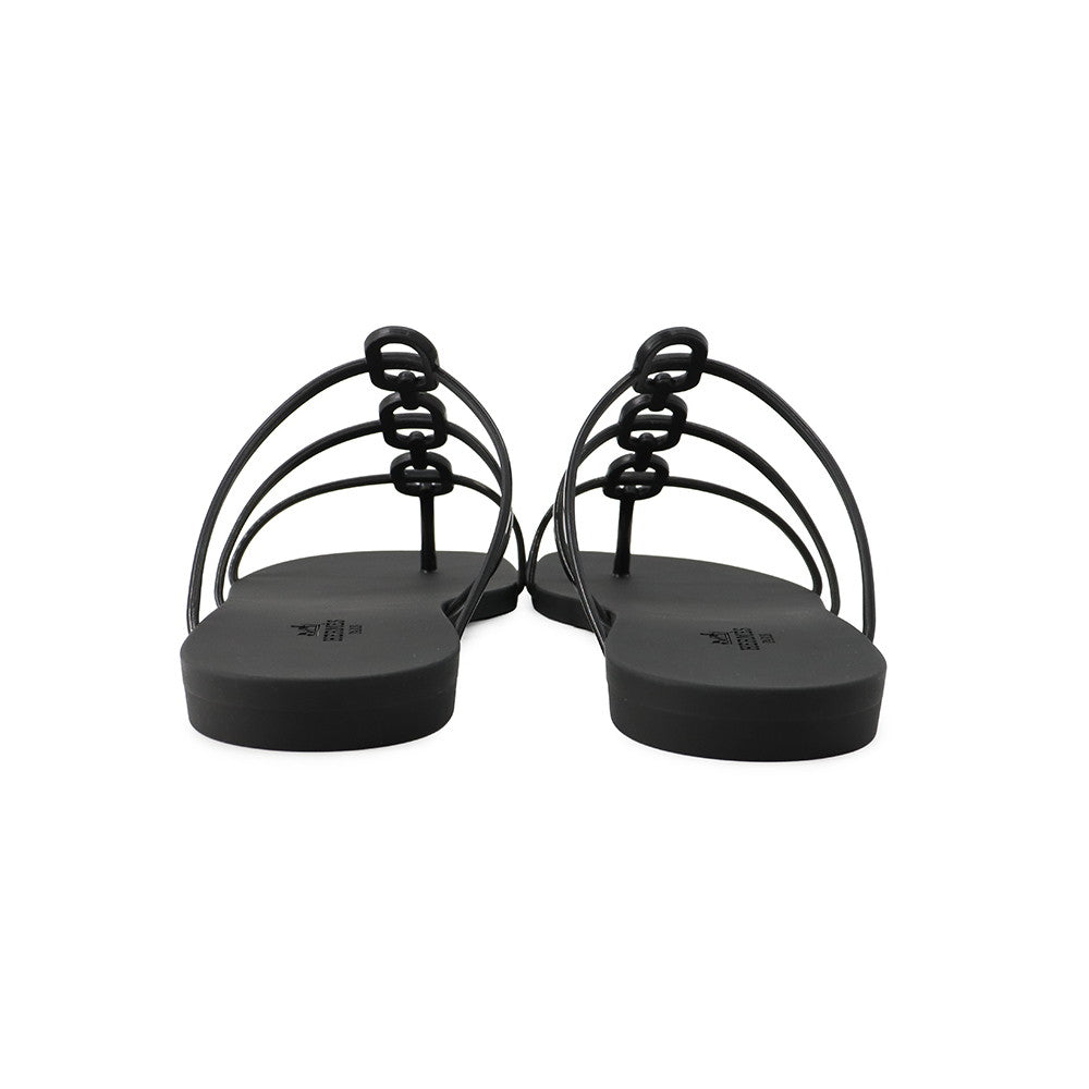 HERMES Mykonos Sandals Black Rubber Size 39