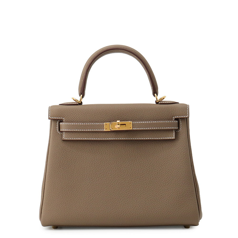 HERMES Kelly Retourne Etoupe Togo Leather Size 25