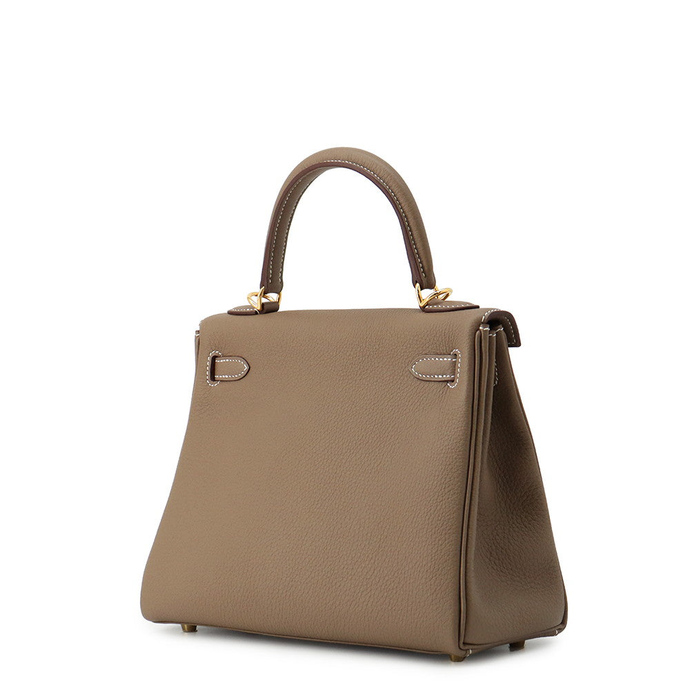 HERMES Kelly Retourne Etoupe Togo Leather Size 25
