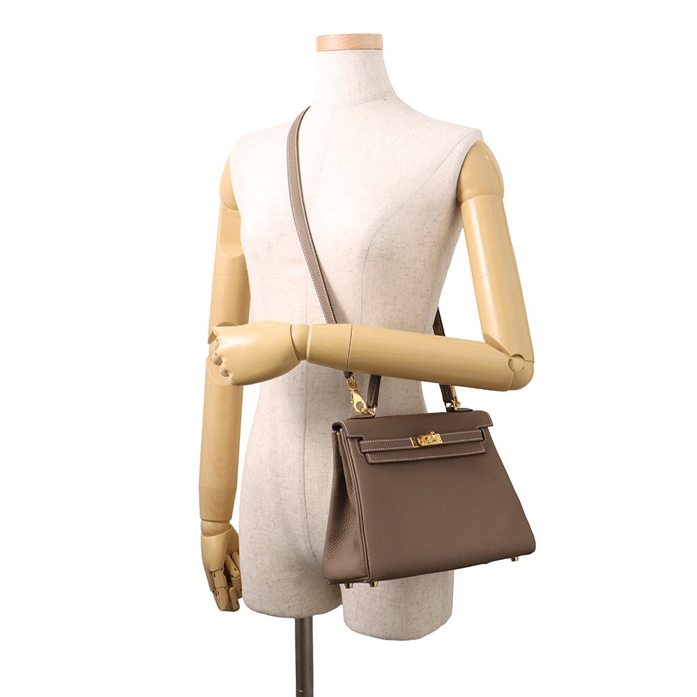 HERMES Kelly Retourne Etoupe Togo Leather Size 25