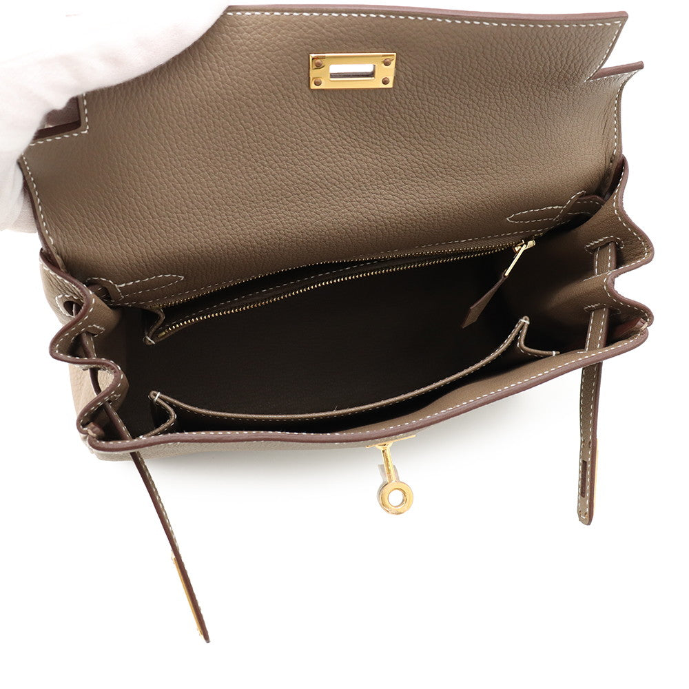 HERMES Kelly Retourne Etoupe Togo Leather Size 25