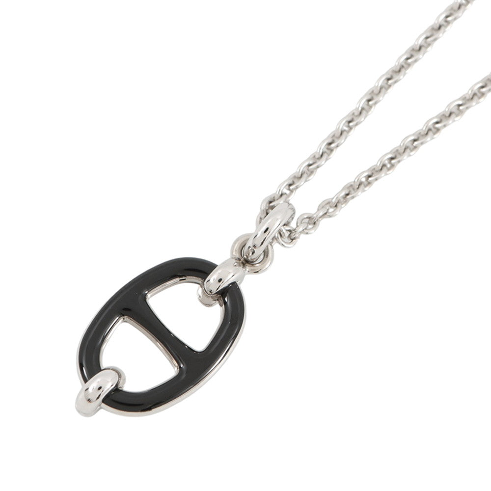 HERMES Maillon Necklace Black Lacquer Metal