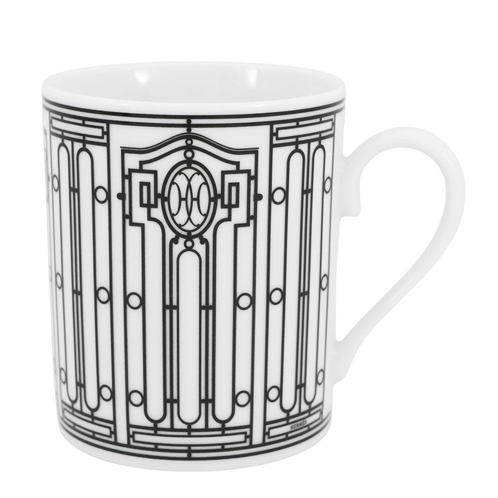 HERMES Art Deco mug White/Black Porcelain