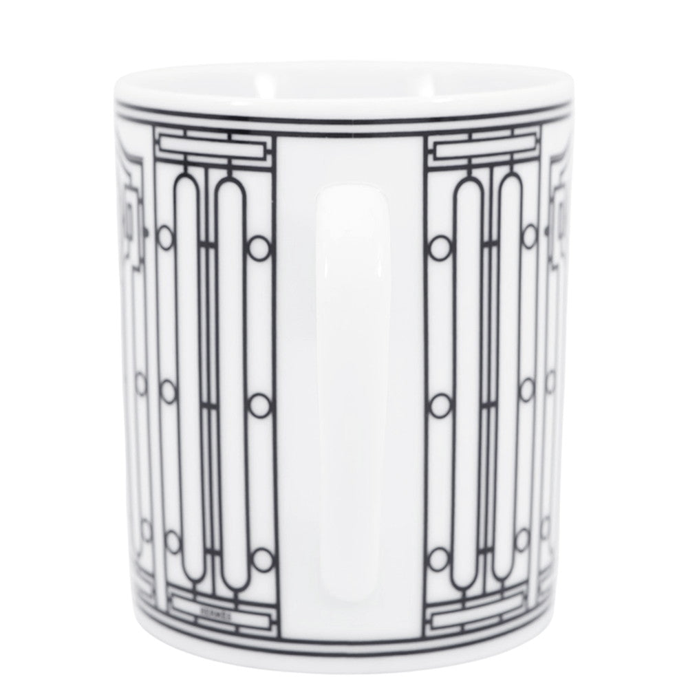 HERMES Art Deco mug White/Black Porcelain