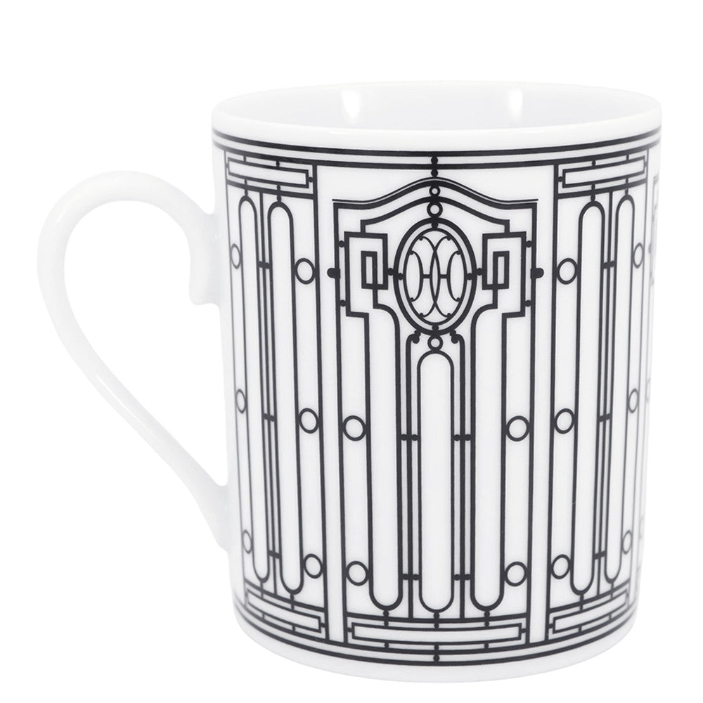 HERMES Art Deco mug White/Black Porcelain