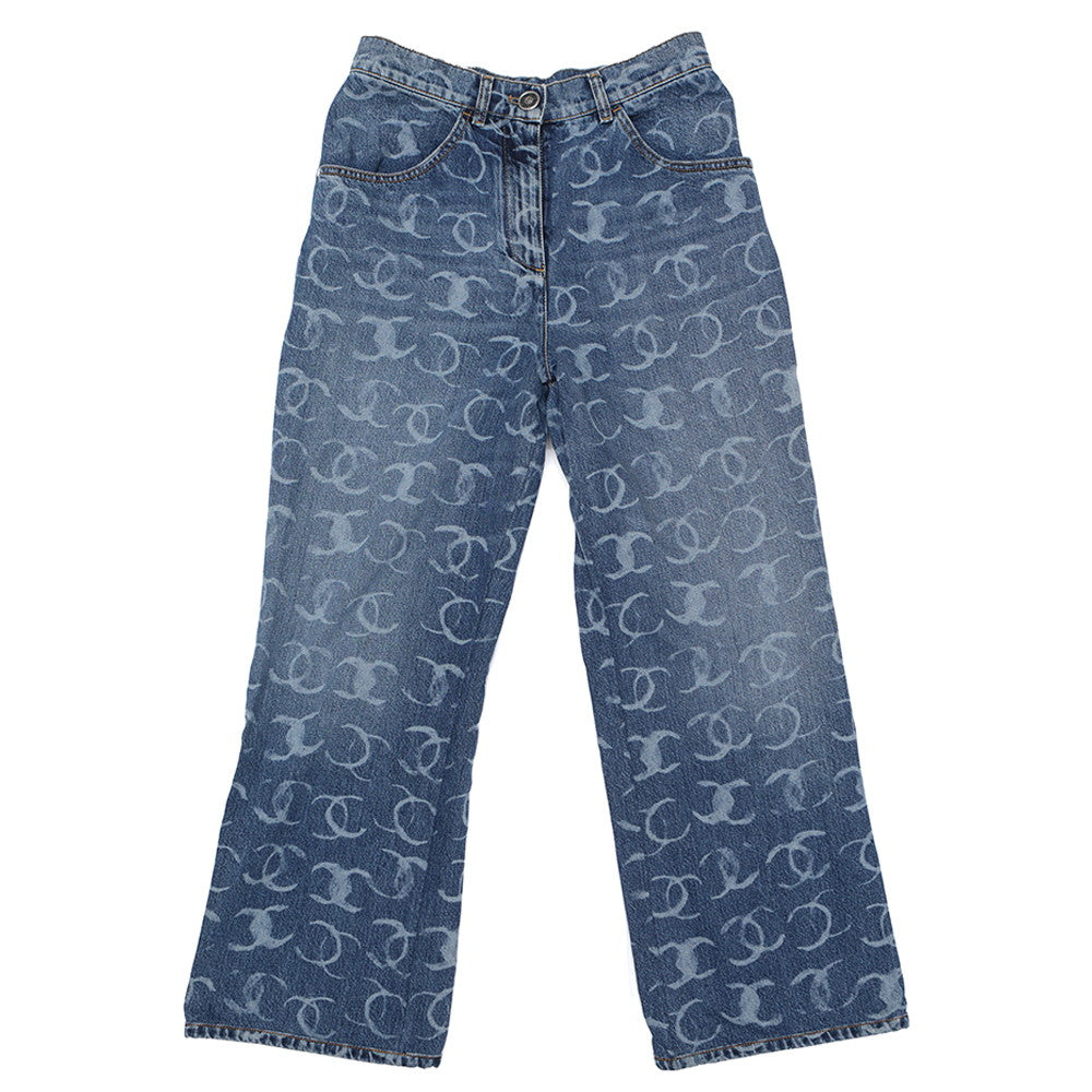CHANEL CC Logo Denim Pants Size 36 BlueP74549 Cotton100%