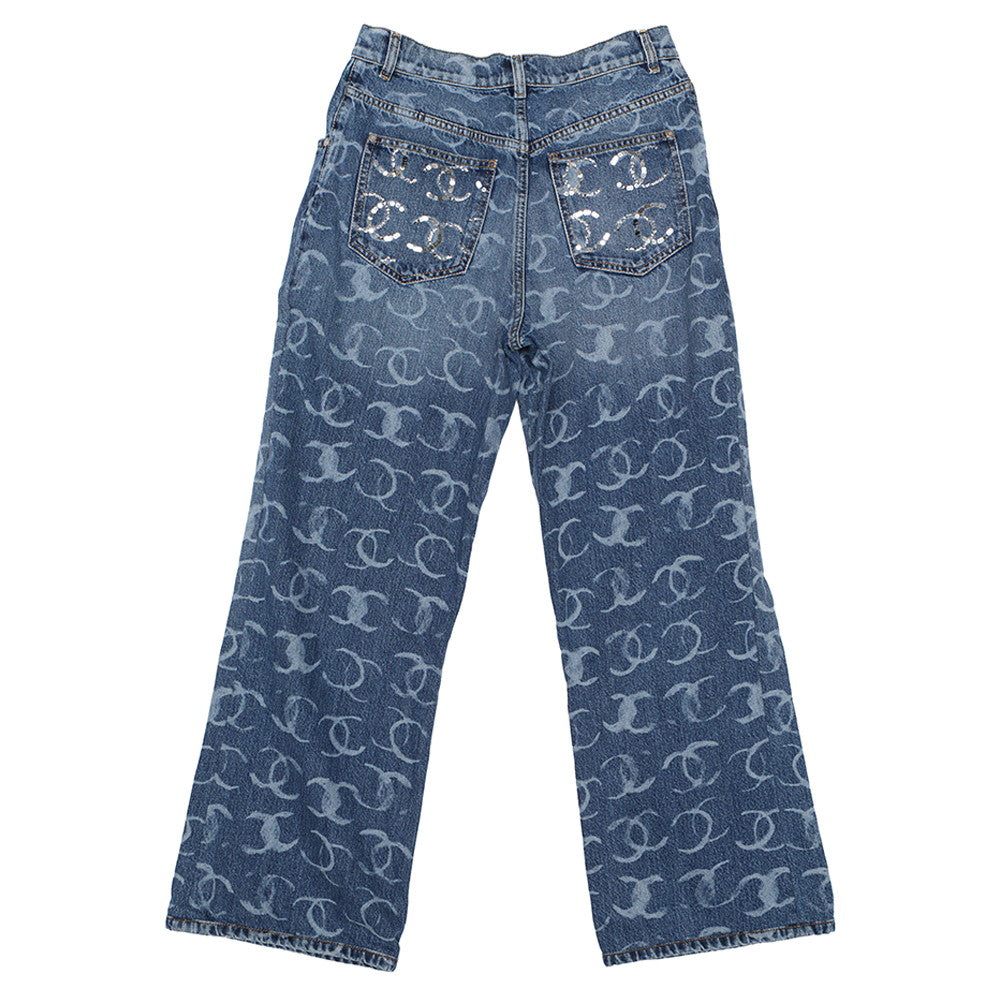 CHANEL CC Logo Denim Pants Size 36 BlueP74549 Cotton100%