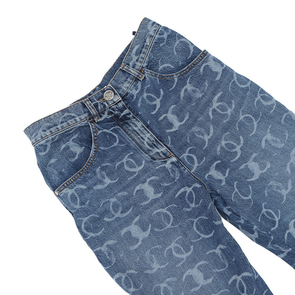 CHANEL CC Logo Denim Pants Size 36 BlueP74549 Cotton100%