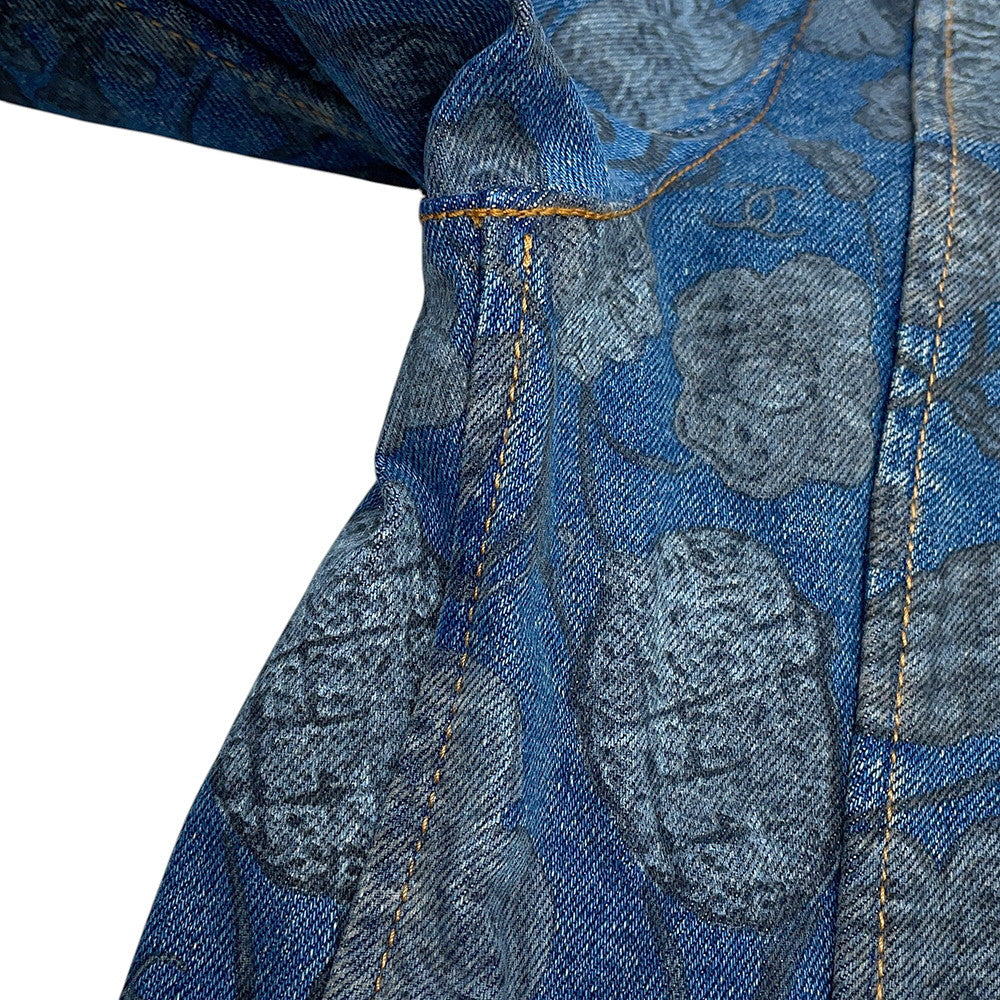 CHANEL Collarless denim jacket Size 38 BlueP70737 94% Cotton, 4% Elastopolyester, 2% Elastane