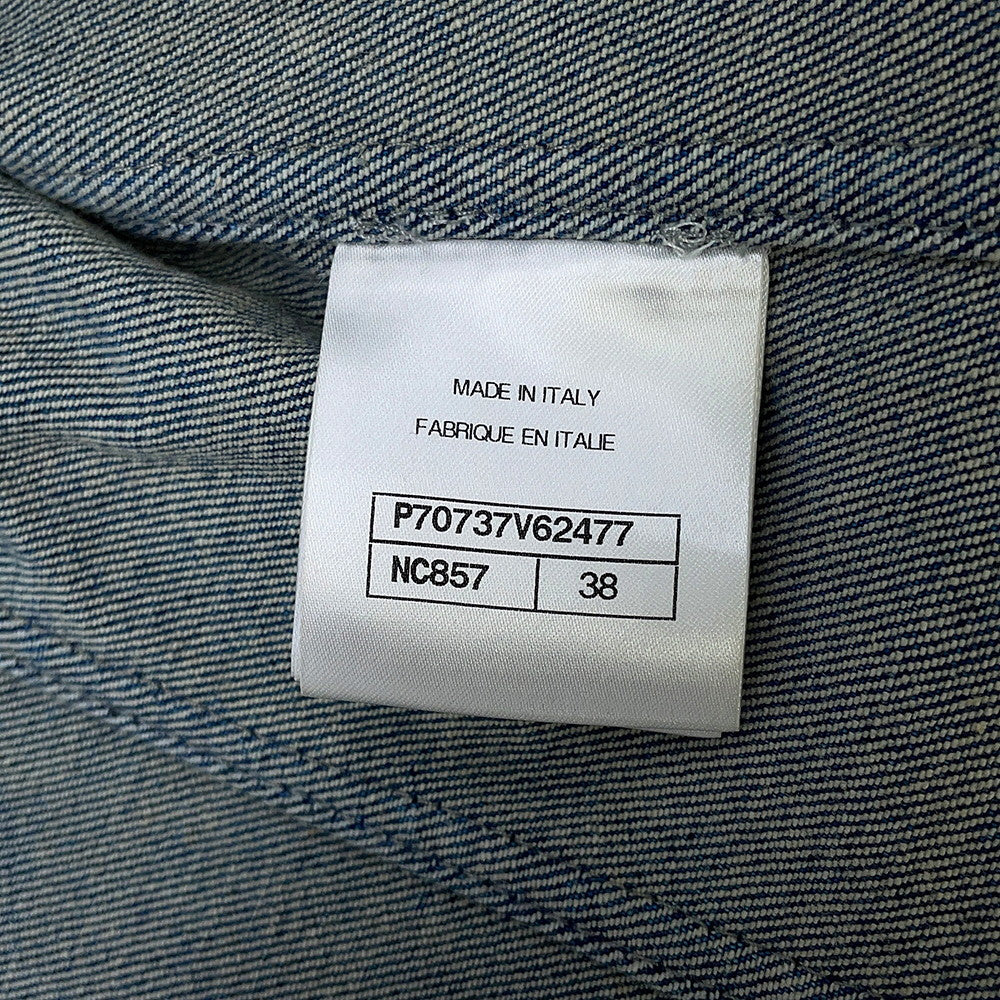 CHANEL Collarless denim jacket Size 38 BlueP70737 94% Cotton, 4% Elastopolyester, 2% Elastane