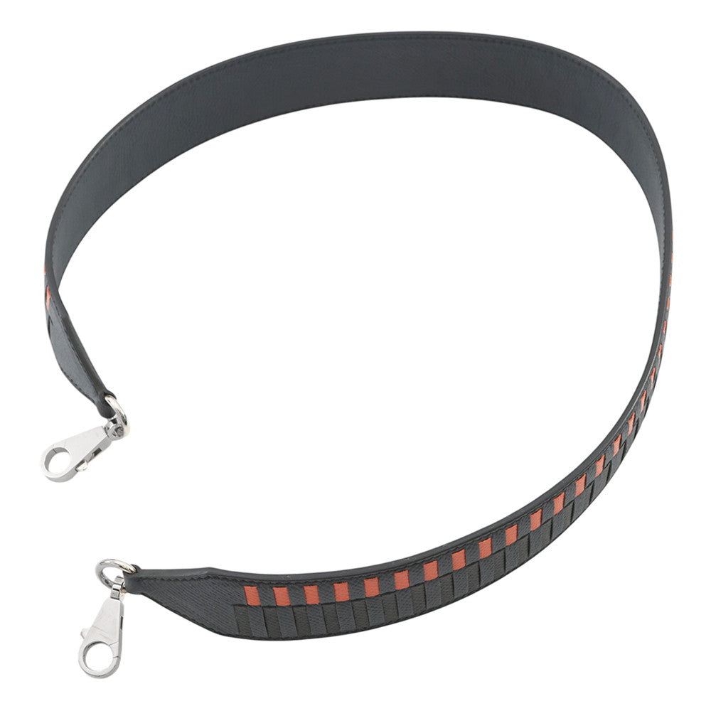 HERMES Bandouliere Tressage de Cuir Blue/Orange/Black Epsom