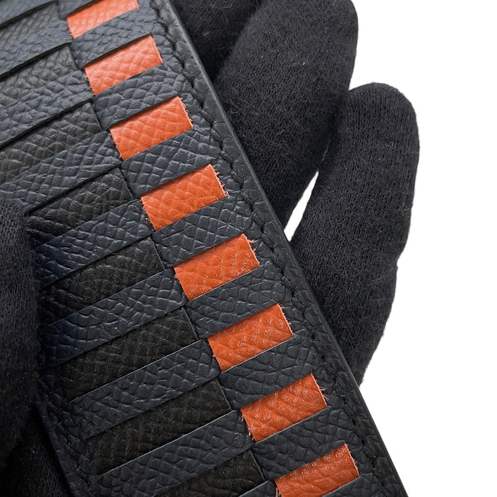 HERMES Bandouliere Tressage de Cuir Blue/Orange/Black Epsom