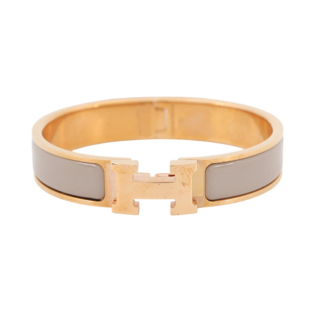 HERMES ClicH Bangle Size PM Marong rasse Enamel Gold Plated