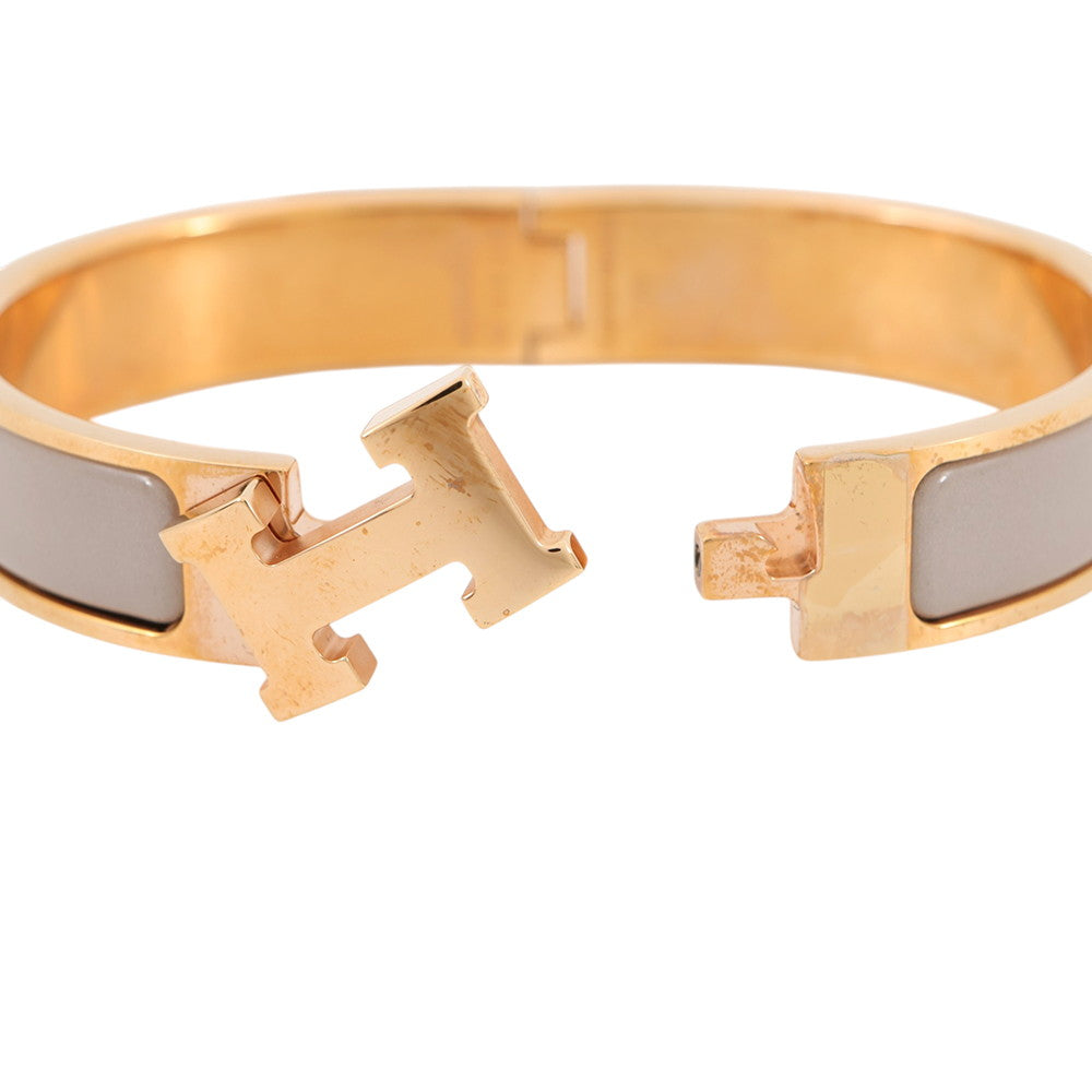 HERMES ClicH Bangle Size PM Marong rasse Enamel Gold Plated