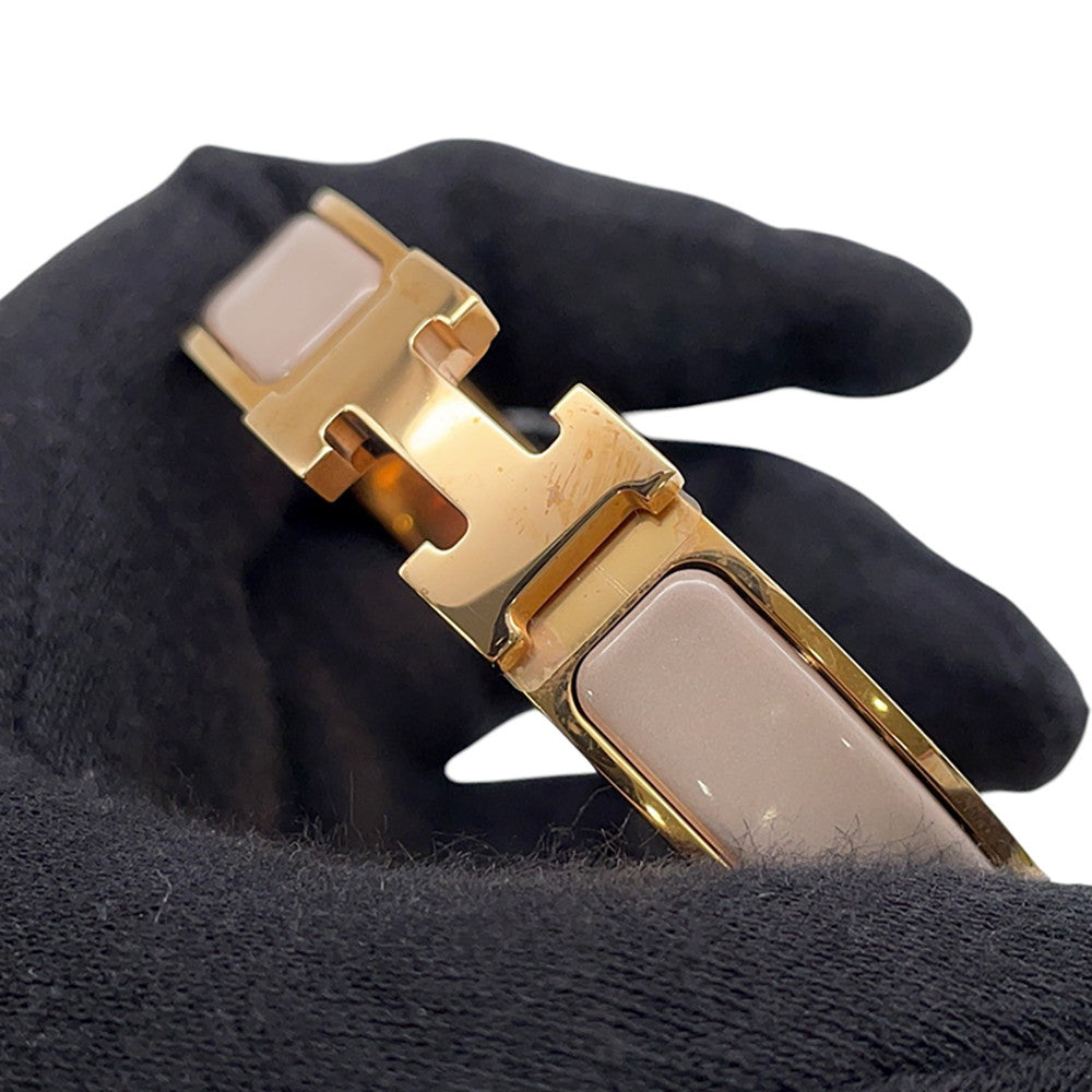 HERMES ClicH Bangle Size PM Marong rasse Enamel Gold Plated