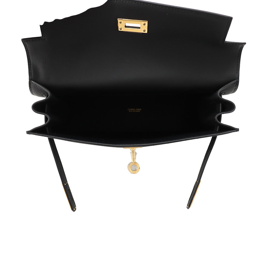 HERMES Kelly dance 2 Black Swift Leather Size Swift Leather