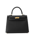 HERMES Kelly Sellier Black Epsom Size 25