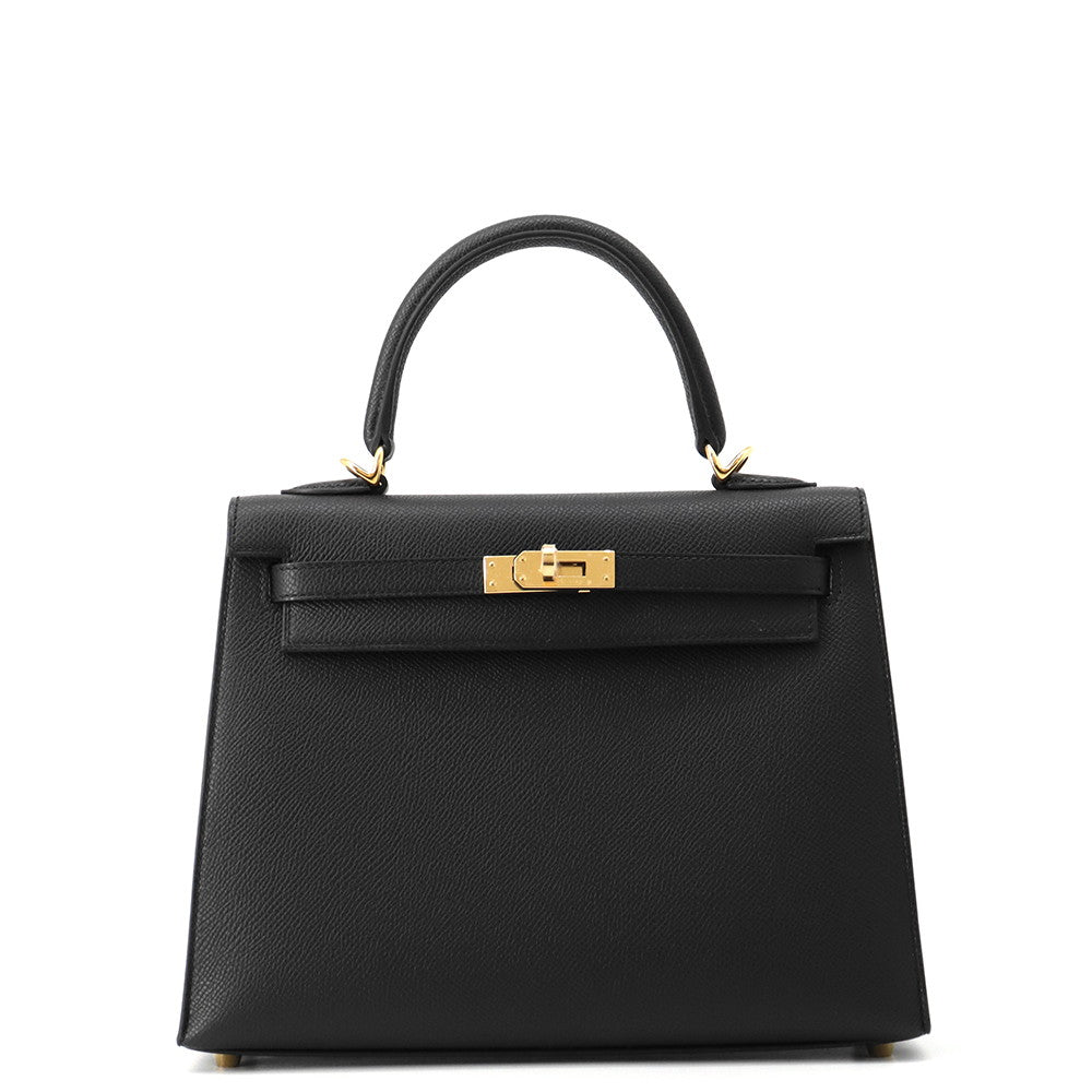 HERMES Kelly Sellier Black Epsom Size 25