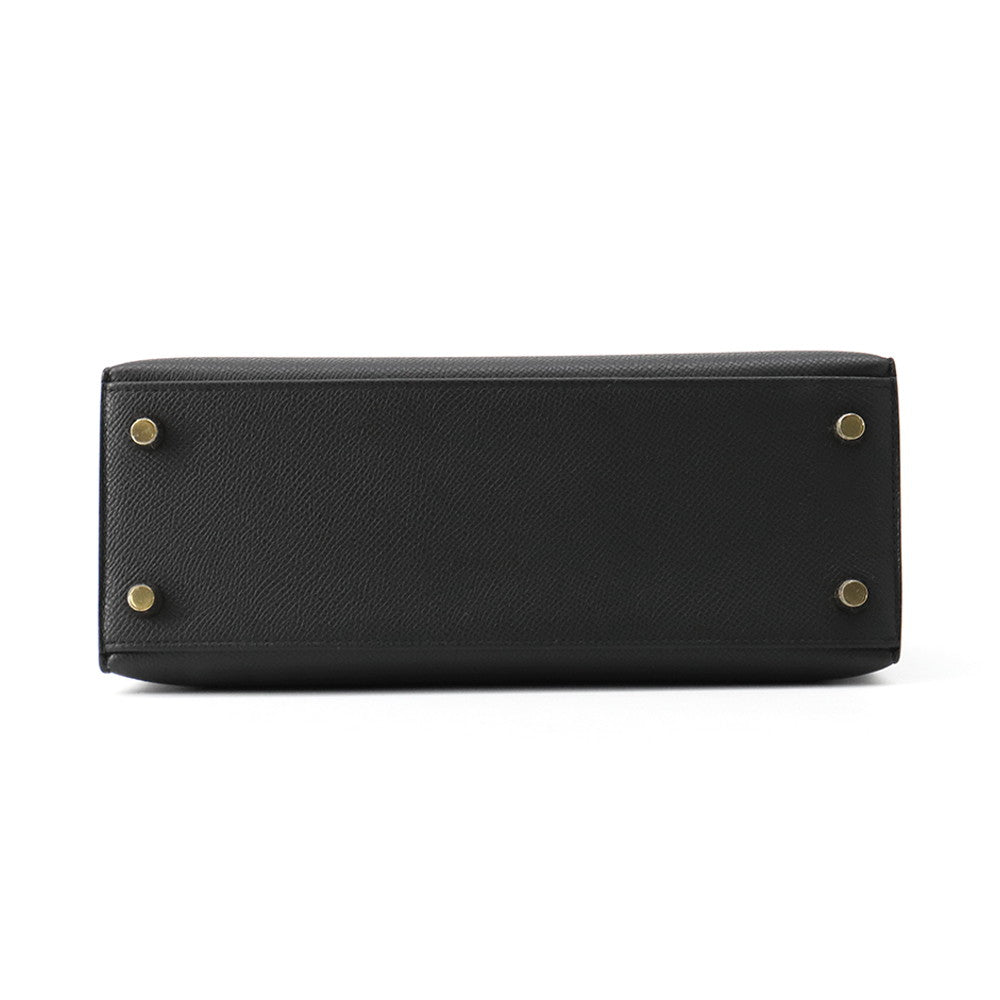 HERMES Kelly Sellier Black Epsom Size 25