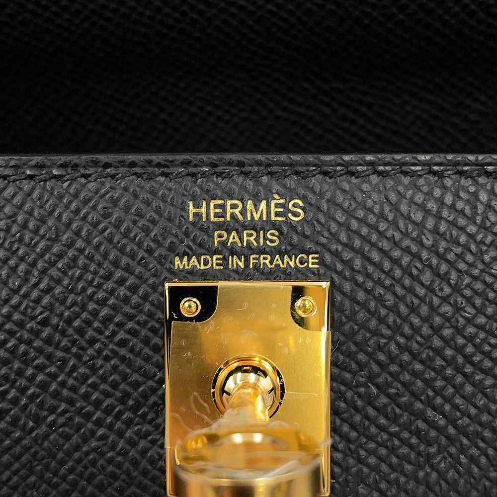 HERMES Kelly Sellier Black Epsom Size 25