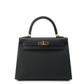 HERMES Kelly Sellier Black Epsom Size 25