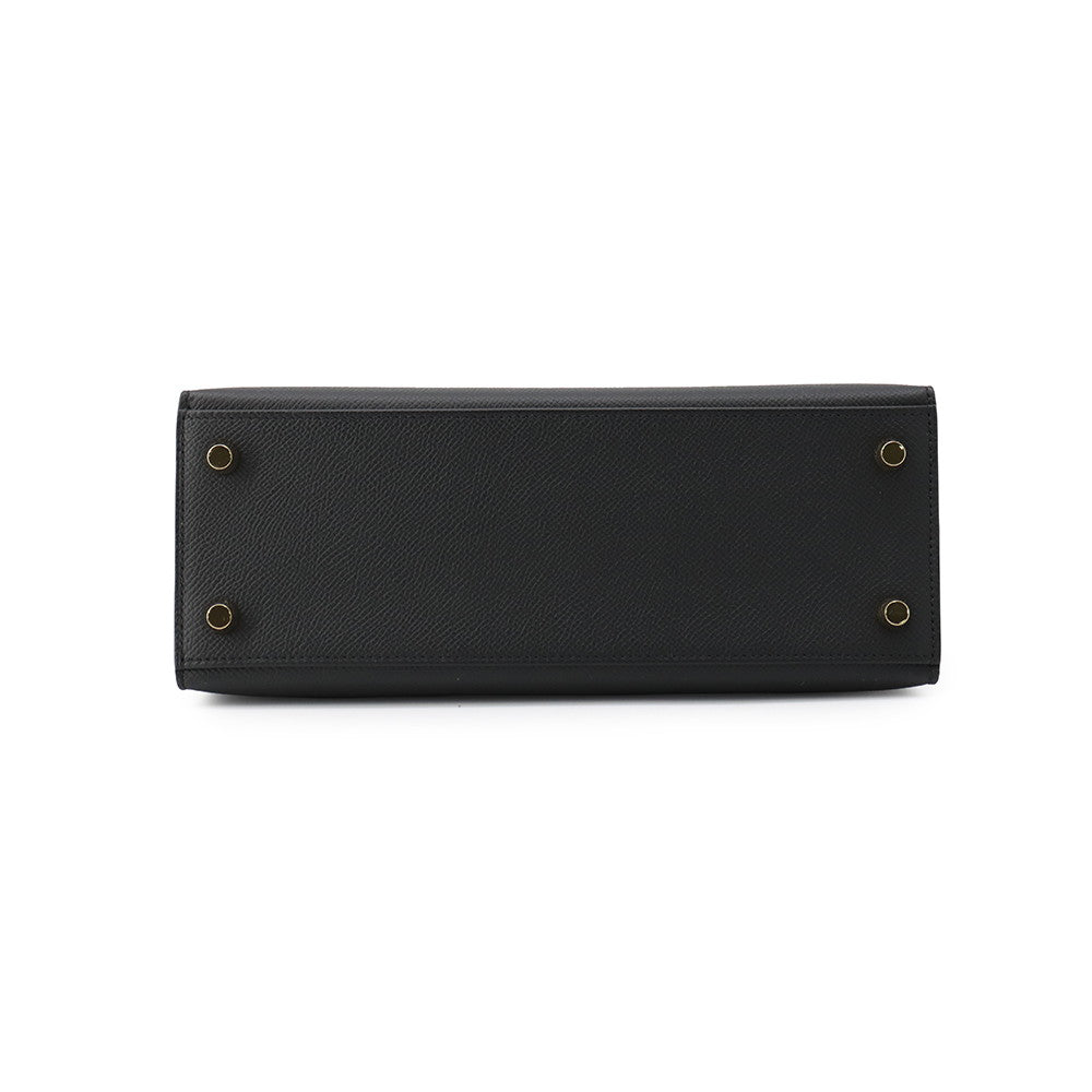 HERMES Kelly Sellier Black Epsom Size 25