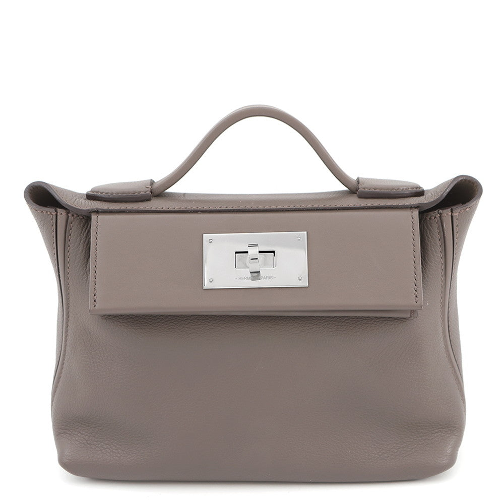 HERMES 24/24 Sac Van Quatre Etain Evercolor Swift Leather Size Mini