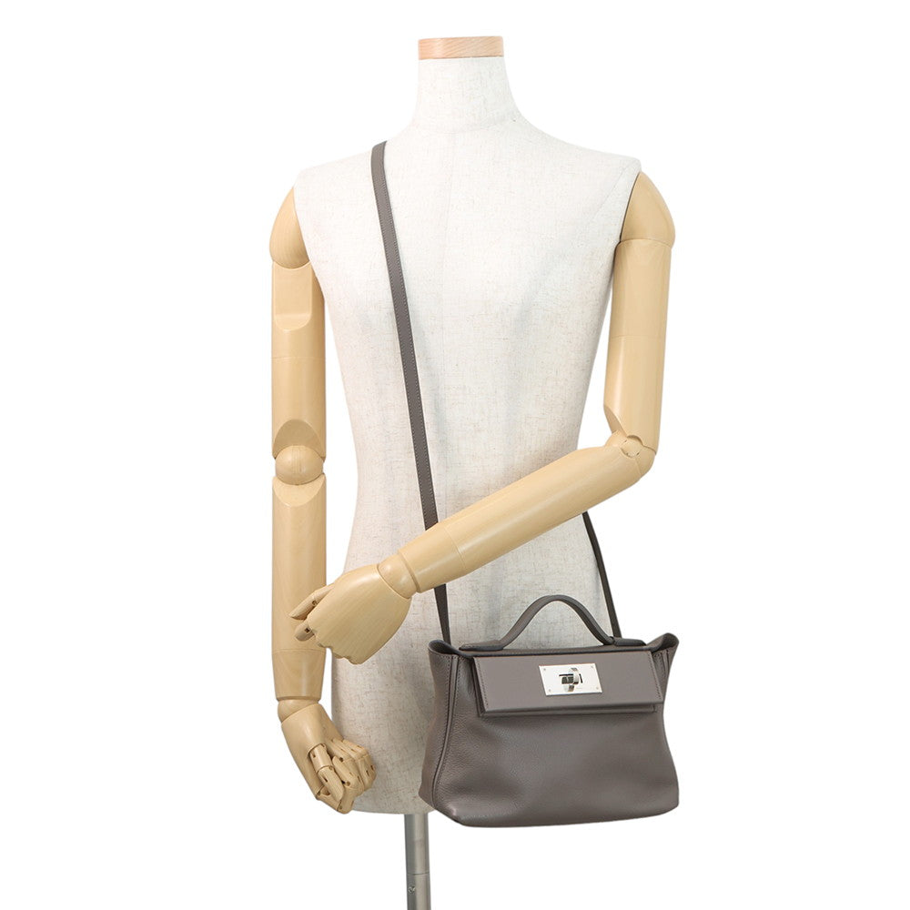 HERMES 24/24 Sac Van Quatre Etain Evercolor Swift Leather Size Mini
