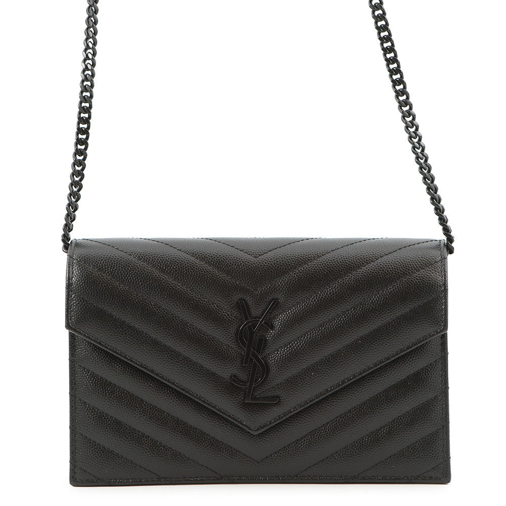 SAINT LAURENT PARIS Cassandra Chain Wallet Black695108 Leather