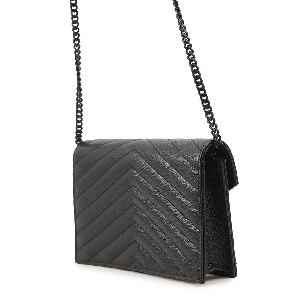 SAINT LAURENT PARIS Cassandra Chain Wallet Black695108 Leather