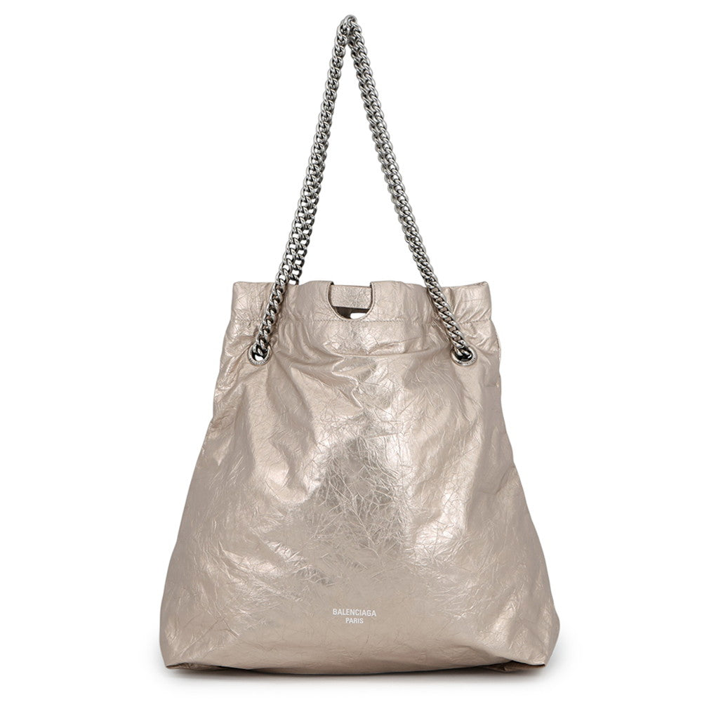BALENCIAGA Crash Tote Bag MetalicBeige742941 Leather Size Medium