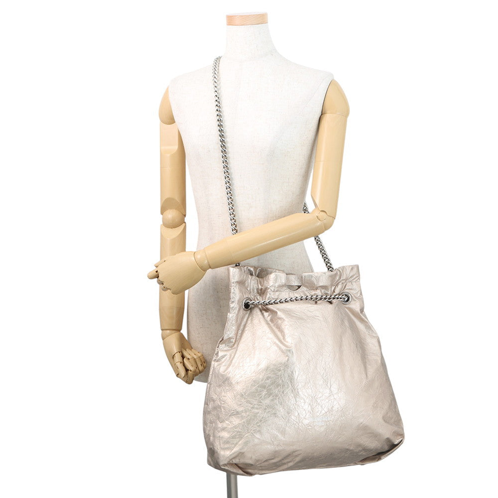 BALENCIAGA Crash Tote Bag MetalicBeige742941 Leather Size Medium