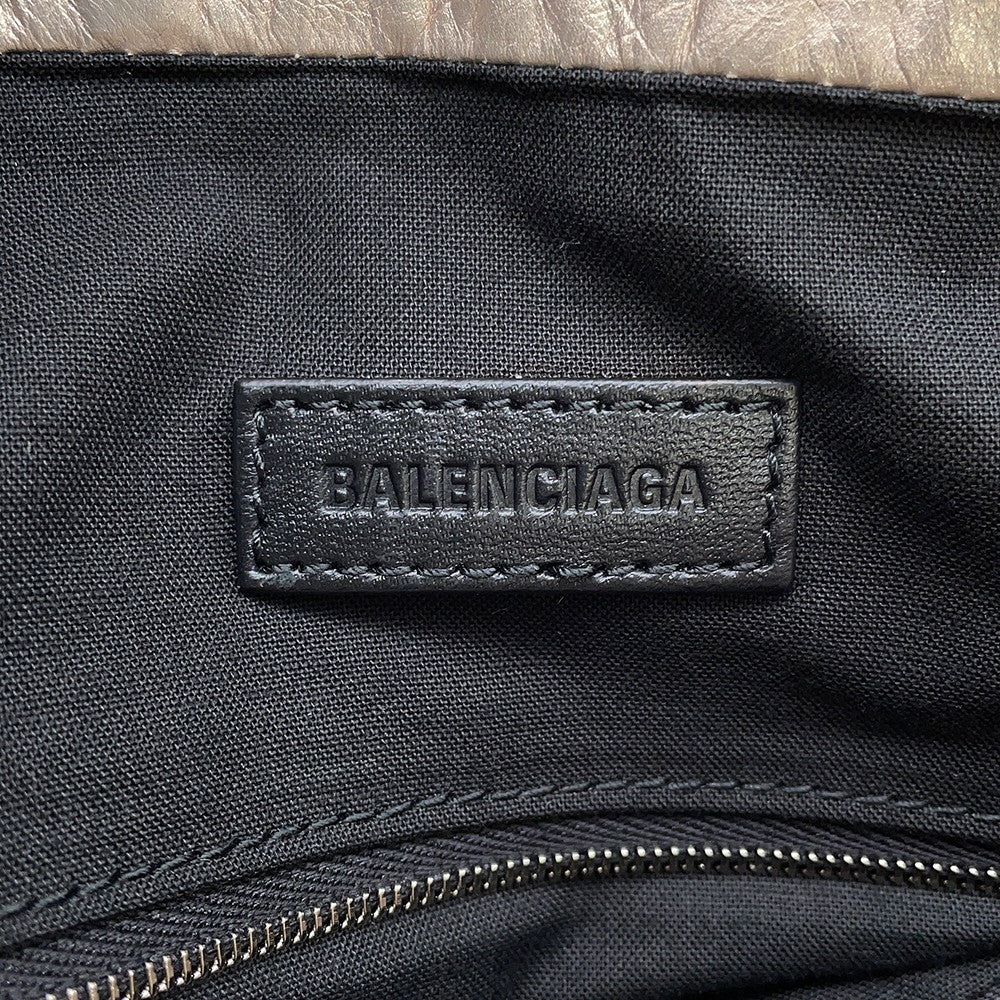 BALENCIAGA Crash Tote Bag MetalicBeige742941 Leather Size Medium